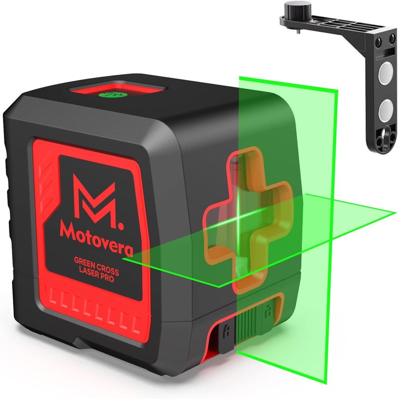 Motovera Laser Level, 100 feet Self Leveling Laser Level, Green Cross Line Rotary Lasers, 4 Brightness Adjustment, Manual Self leveling and Pulse Mode, IP54 Waterproof Battery Carrying Bag Included - Image 1